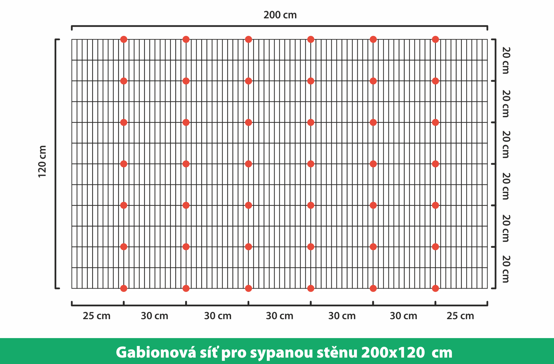 Spony STONE pro gabionovou síť s oky 25 x 100 mm, rozměr 200 x 120 cm